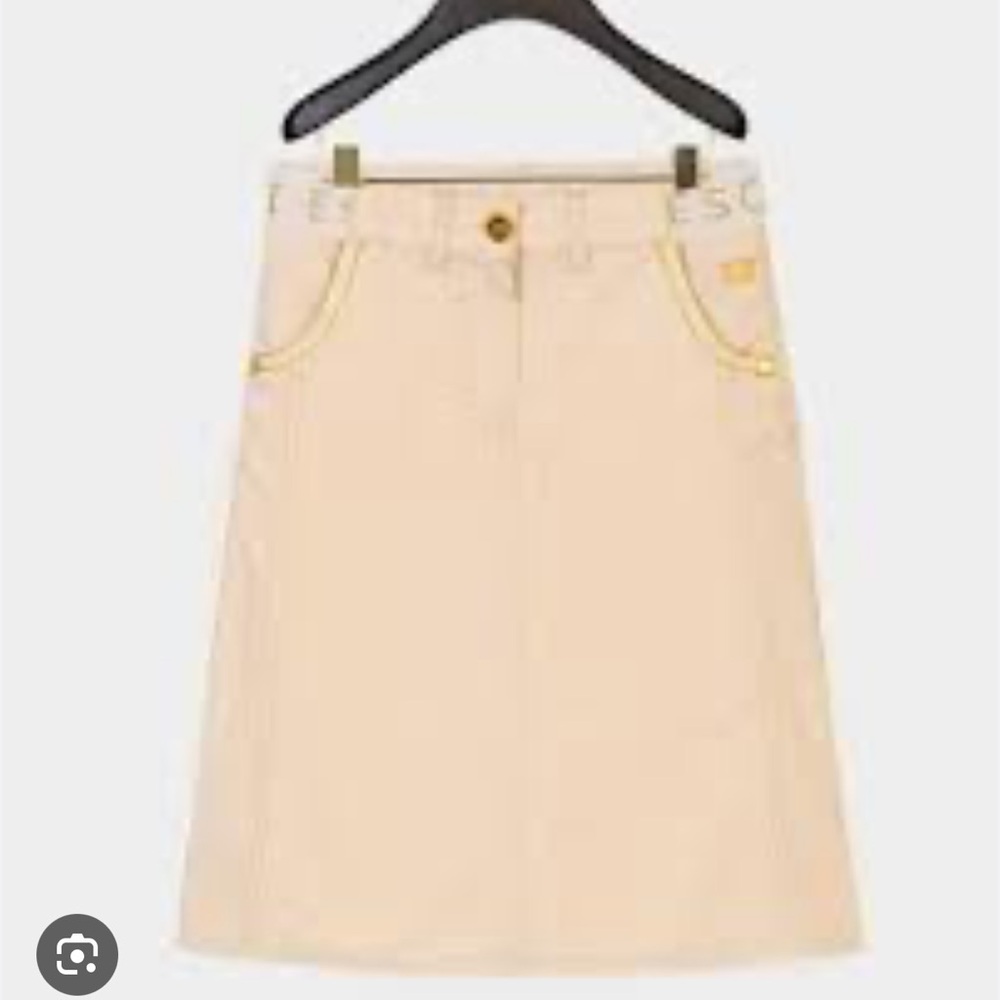 Escada logo denim midi skirt